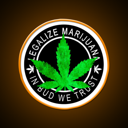 Legalize It Insignia In Bud We Trust Hemp Inspired Green Leaf Led Neon Sign Rgb Color - LED neon sign view 6