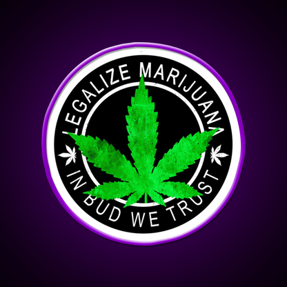 Legalize It Insignia In Bud We Trust Hemp Inspired Green Leaf Led Neon Sign Rgb Color - Shineneon