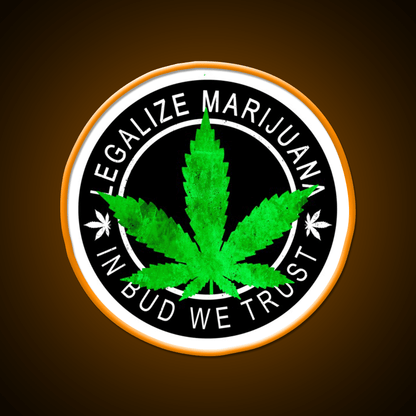 Legalize It Insignia In Bud We Trust Hemp Inspired Green Leaf Led Neon Sign Rgb Color - Shineneon
