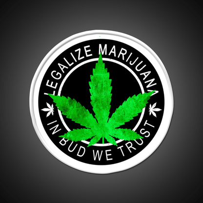 Legalize It Insignia In Bud We Trust Hemp Inspired Green Leaf Led Neon Sign Rgb Color - Shineneon