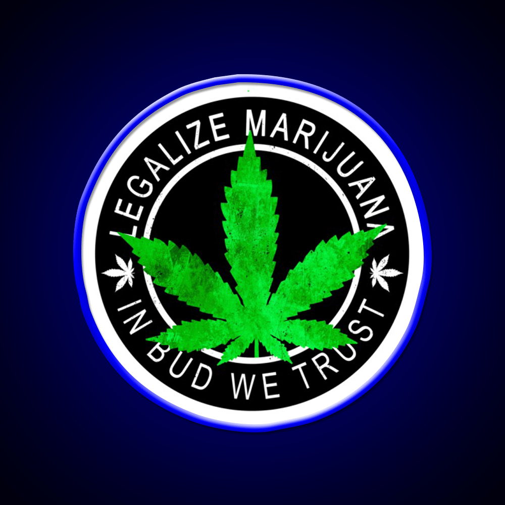 Legalize It Insignia In Bud We Trust Hemp Inspired Green Leaf Led Neon Sign Rgb Color - Shineneon