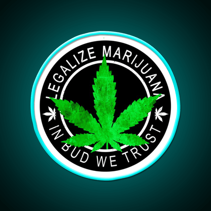 Legalize It Insignia In Bud We Trust Hemp Inspired Green Leaf Led Neon Sign Rgb Color - Shineneon