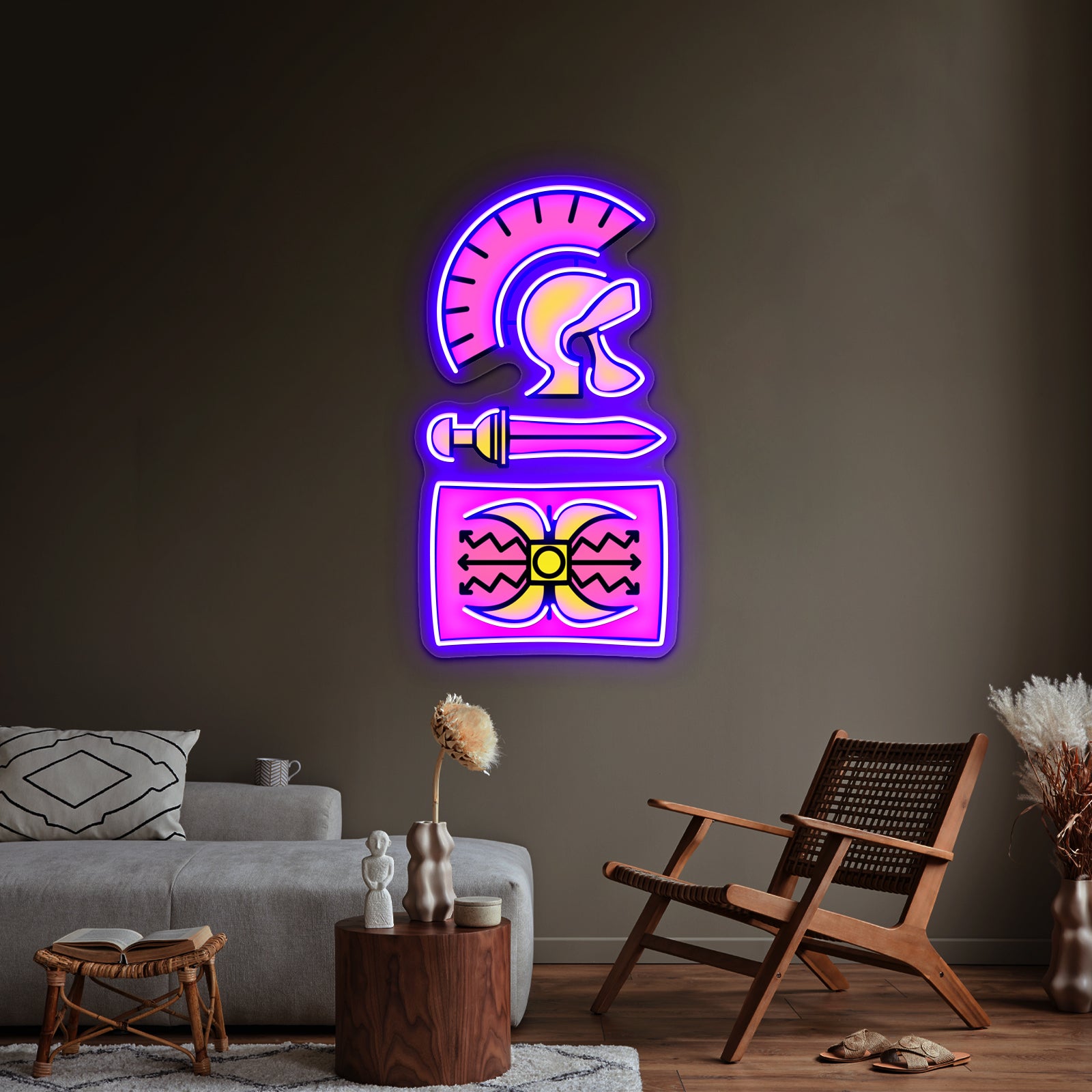 Legionary Pop Pattern Artwork Neon Light Signs Custom - Neon sign mounted on wall in room