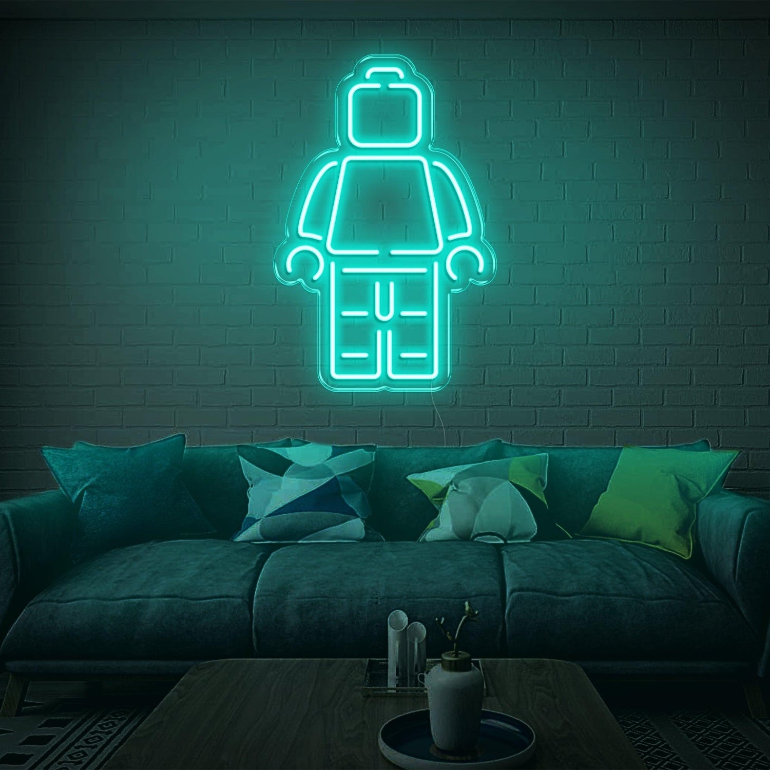 Lego Man Light Blue Led Neon Sign For Home Cafe Decor | Shineneon