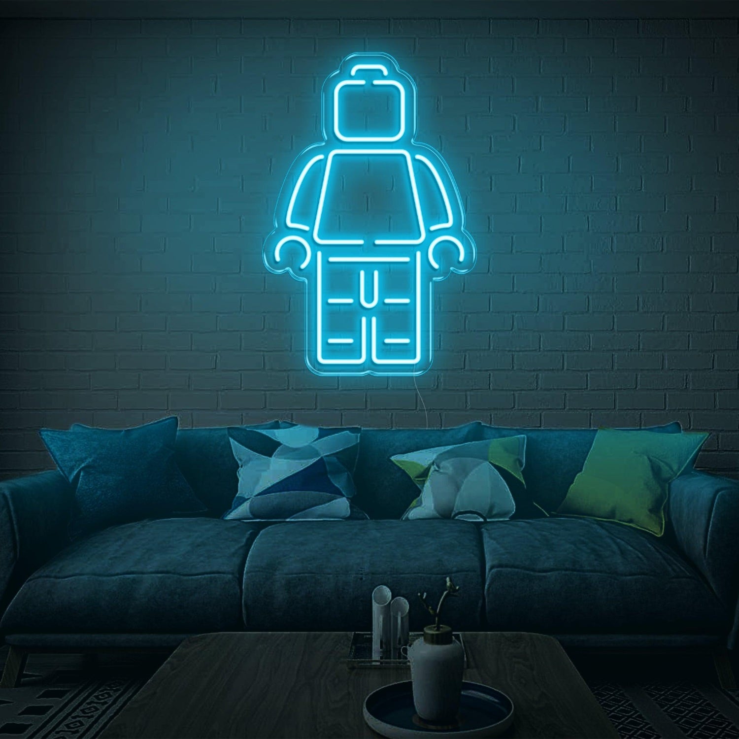 Lego Man Light Blue Led Neon Sign For Home Cafe Decor | Shineneon