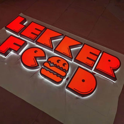 Lekker Food 3D Frontlit And Backlit Channel Letter Led Light Sign - Shineneon