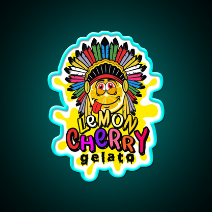 Lemon Cherry Gelato Weed Strain Hemp Inspired Green Leaf Led Neon Sign Rgb Color - Size and dimension reference