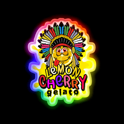 Lemon Cherry Gelato Weed Strain Hemp Inspired Green Leaf Led Neon Sign Rgb Color - LED neon sign close-up detail