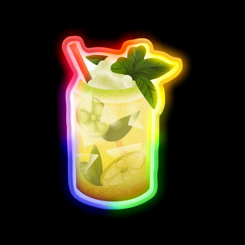 Lemon Cocktail Bar Decor Led Neon Sign Rgb Color - LED neon sign close-up detail