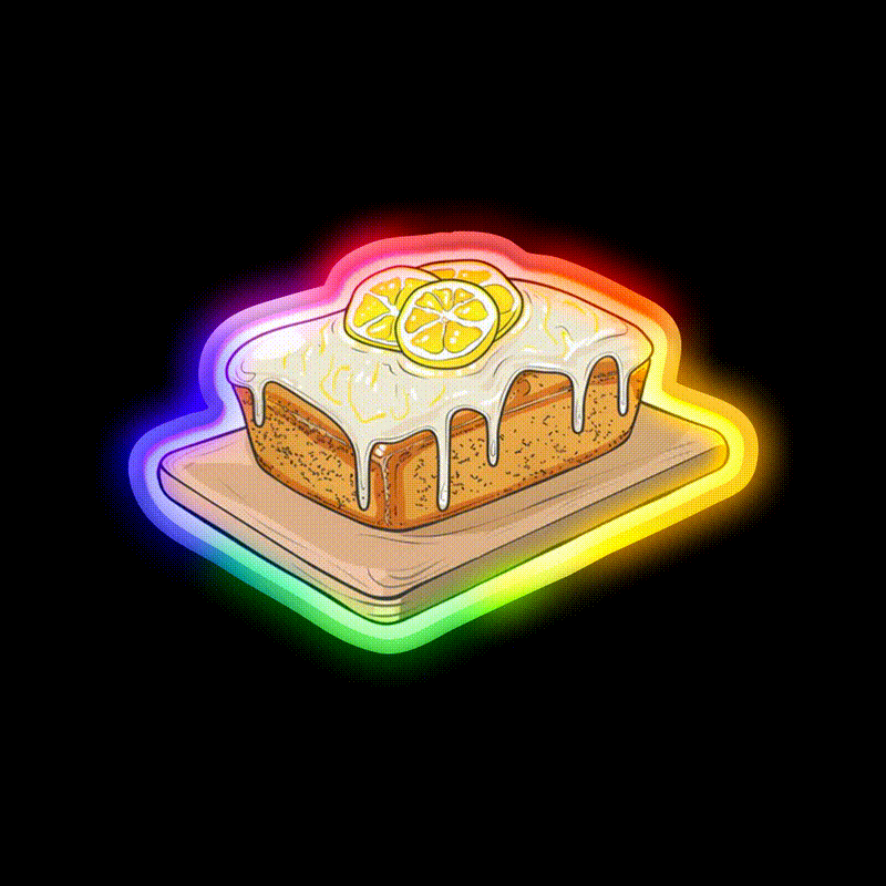 Lemon Drizzle Cake Snack Food Led Neon Sign Rgb Color - LED neon sign close-up detail