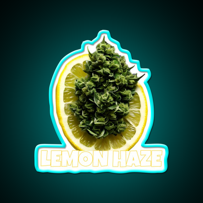 Lemon Haze Weed Hemp Inspired Green Leaf Led Neon Sign Rgb Color - Size and dimension reference