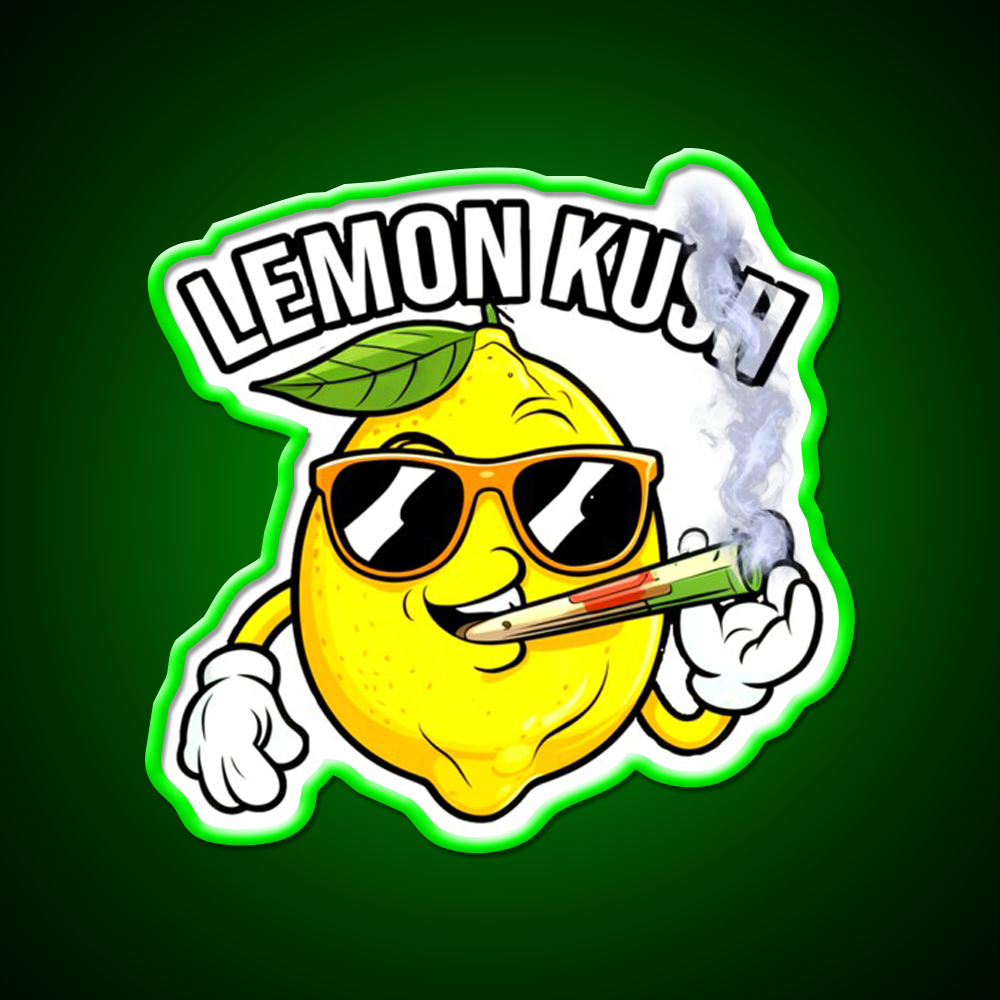 Lemon Kush Strain Stoner Weed Hemp Inspired Green Leaf Led Neon Sign Rgb Color - LED neon sign view 8