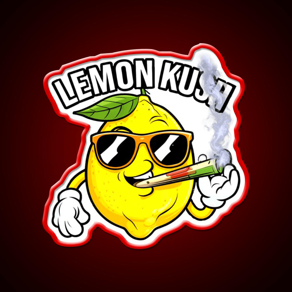 Lemon Kush Strain Stoner Weed Hemp Inspired Green Leaf Led Neon Sign Rgb Color - Shineneon