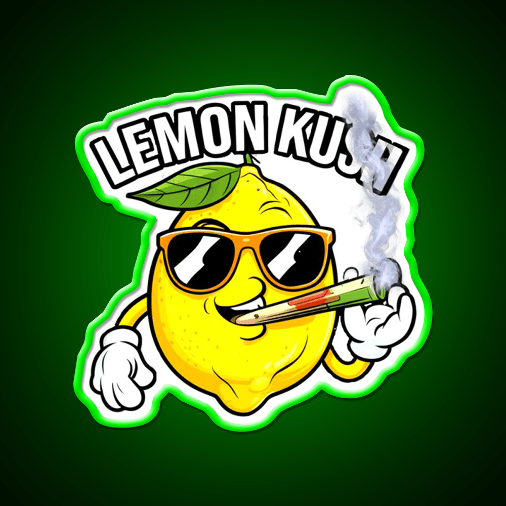 Lemon Kush Strain Stoner Weed Hemp Inspired Green Leaf Led Neon Sign Rgb Color - Shineneon