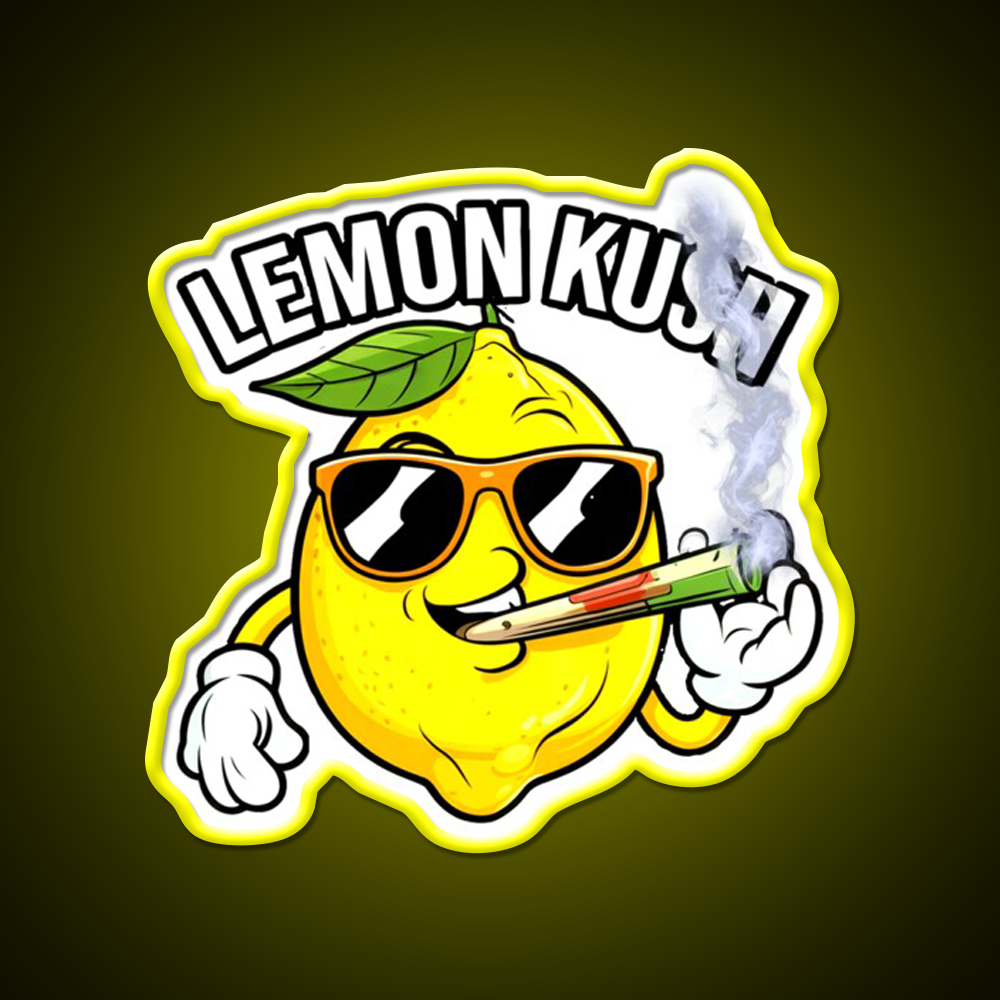 Lemon Kush Strain Stoner Weed Hemp Inspired Green Leaf Led Neon Sign Rgb Color - LED neon sign view 7