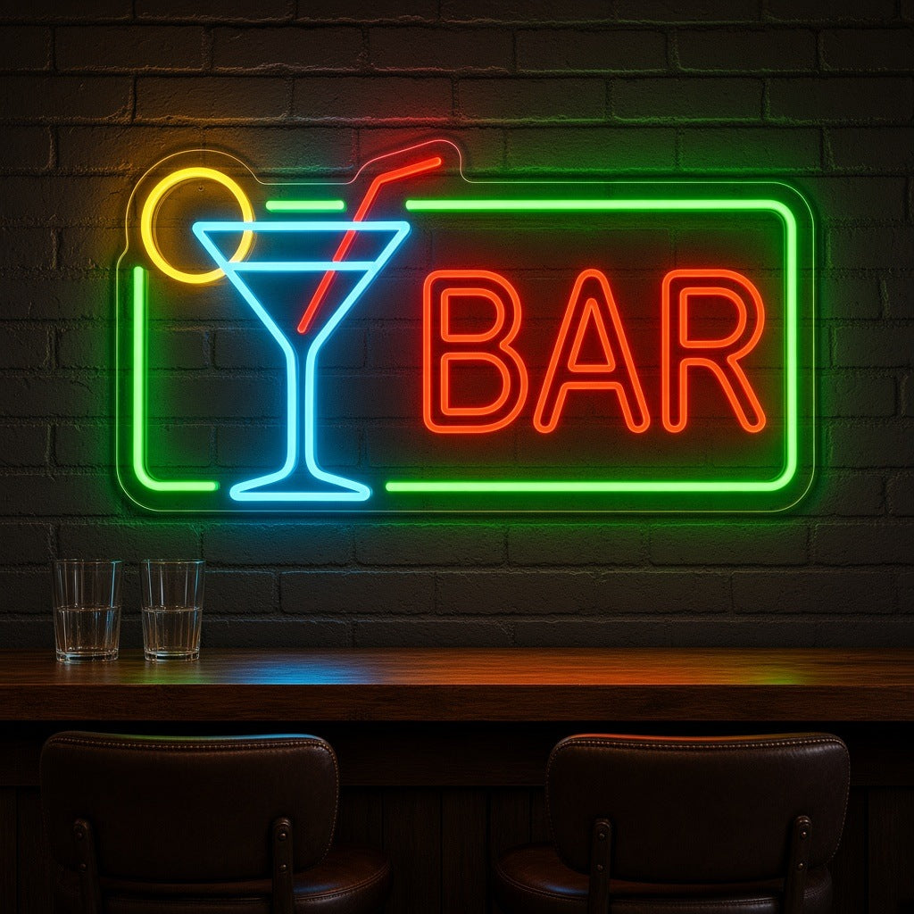 Lemon Martini Bar LED Neon Sign - advertising view