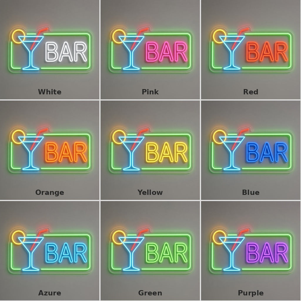 Lemon Martini Bar LED Neon Sign - nine-color grid