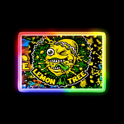 Lemon Tree Hemp Inspired Green Leaf Led Neon Sign Rgb Color - LED neon sign close-up detail
