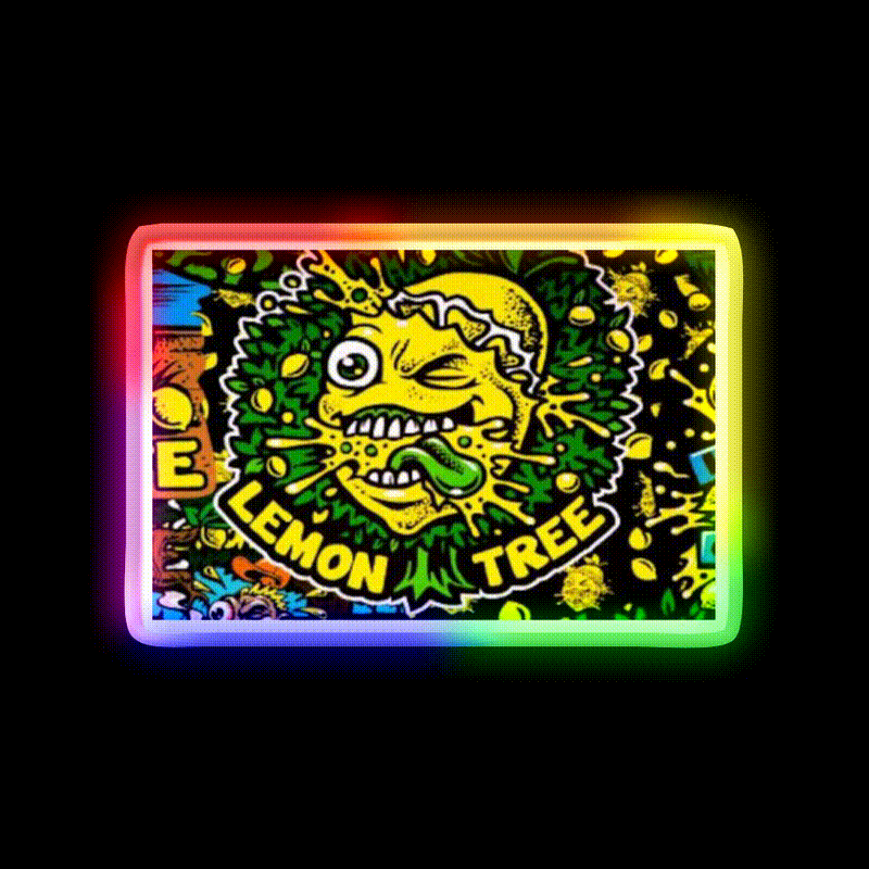Lemon Tree Hemp Inspired Green Leaf Led Neon Sign Rgb Color - LED neon sign close-up detail