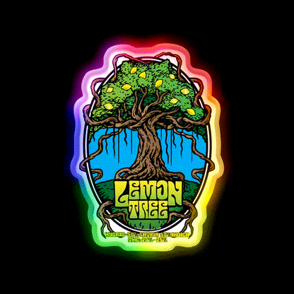 Lemon Tree Strain Art Hemp Inspired Green Leaf Led Neon Sign Rgb Color - LED neon sign close-up detail