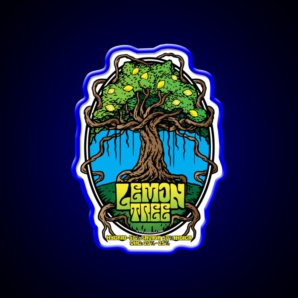Lemon Tree Strain Art Hemp Inspired Green Leaf Led Neon Sign Rgb Color - Shineneon