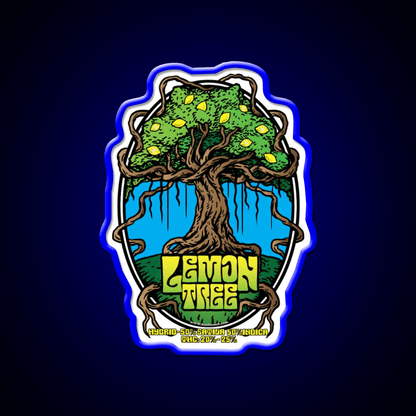 Lemon Tree Strain Art Hemp Inspired Green Leaf Led Neon Sign Rgb Color - Shineneon