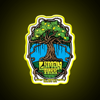 Lemon Tree Strain Art Hemp Inspired Green Leaf Led Neon Sign Rgb Color - Shineneon