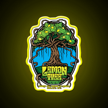 Lemon Tree Strain Art Hemp Inspired Green Leaf Led Neon Sign Rgb Color - Custom LED neon sign front view