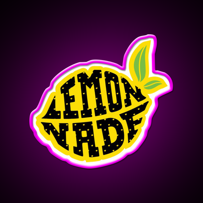 Lemonade Hemp Inspired Green Leaf Led Neon Sign Rgb Color - Neon sign mounted on wall in room