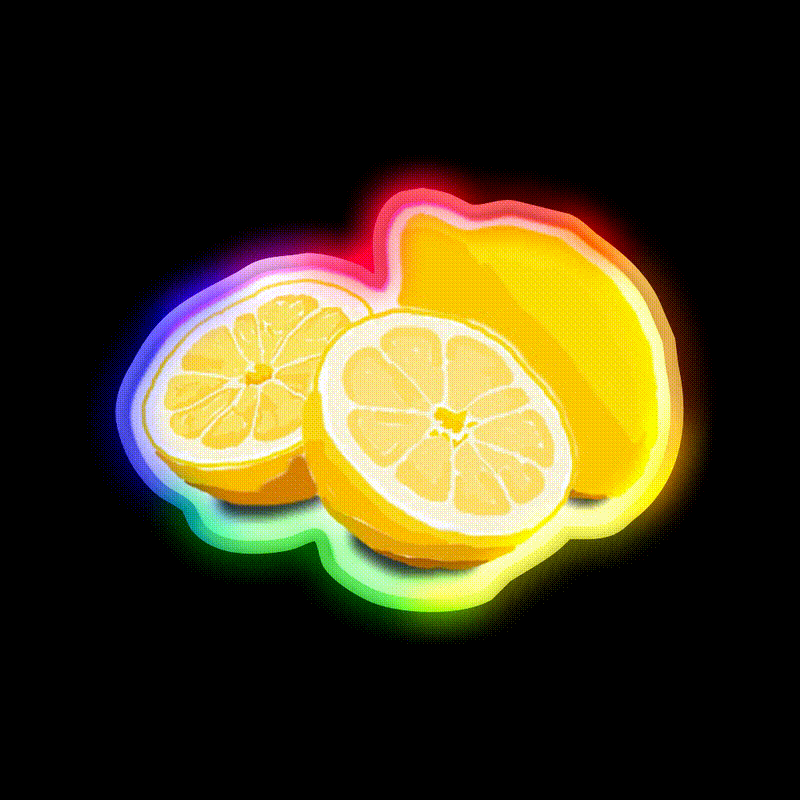 Lemons Party Drink Tequila Led Neon Sign Rgb Color - LED neon sign close-up detail