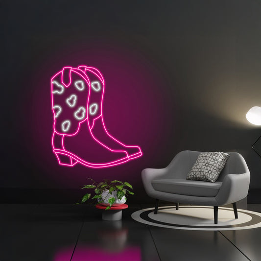 Leopard Cowboy Boots Neon Sign