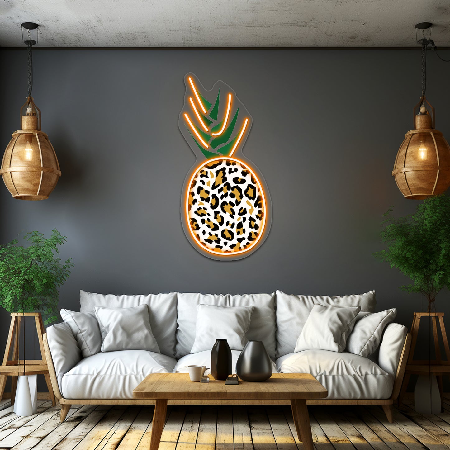 Leopard Or Pineapple Funny Illusion Picture Wall Artwork Neon Signs