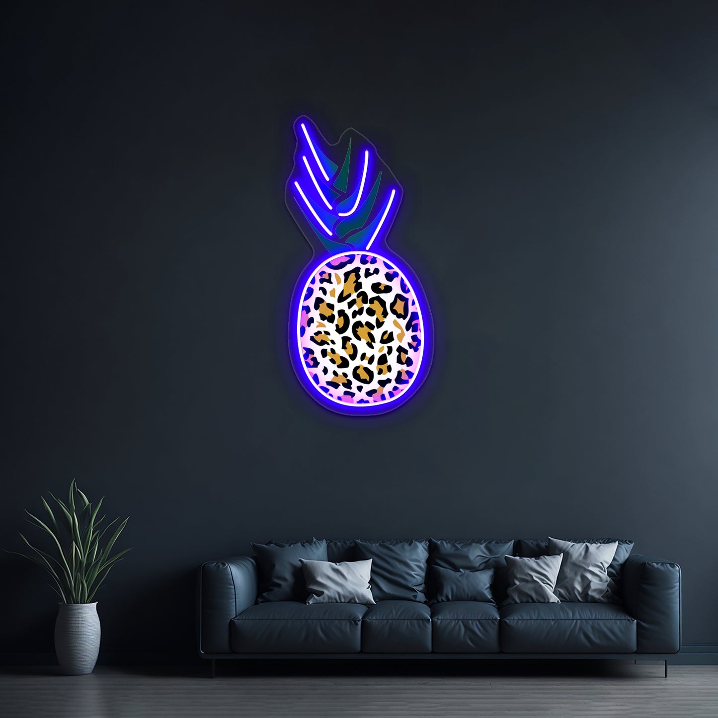 Leopard Or Pineapple Funny Illusion Picture Wall Artwork Neon Signs