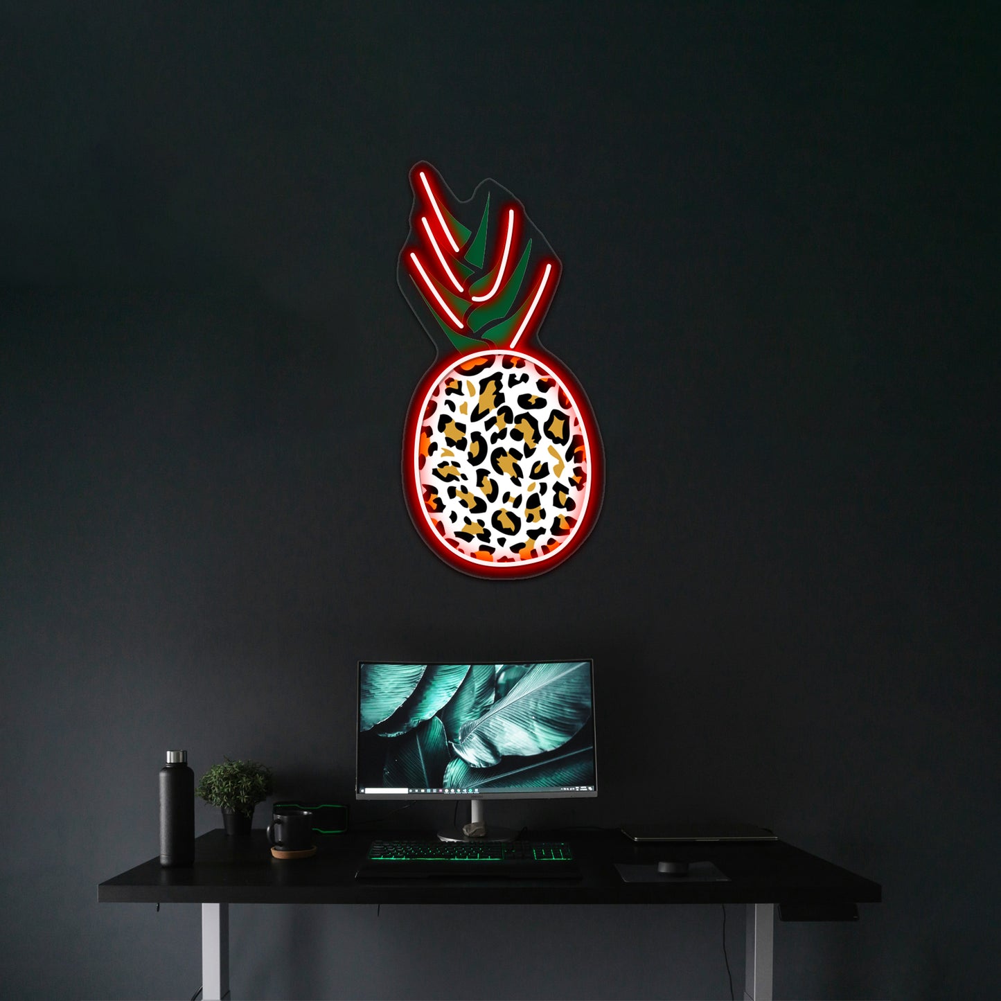 Leopard Or Pineapple Funny Illusion Picture Wall Artwork Neon Signs