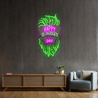 Leprechaun Head Saint Patrick Day Led Neon Signs