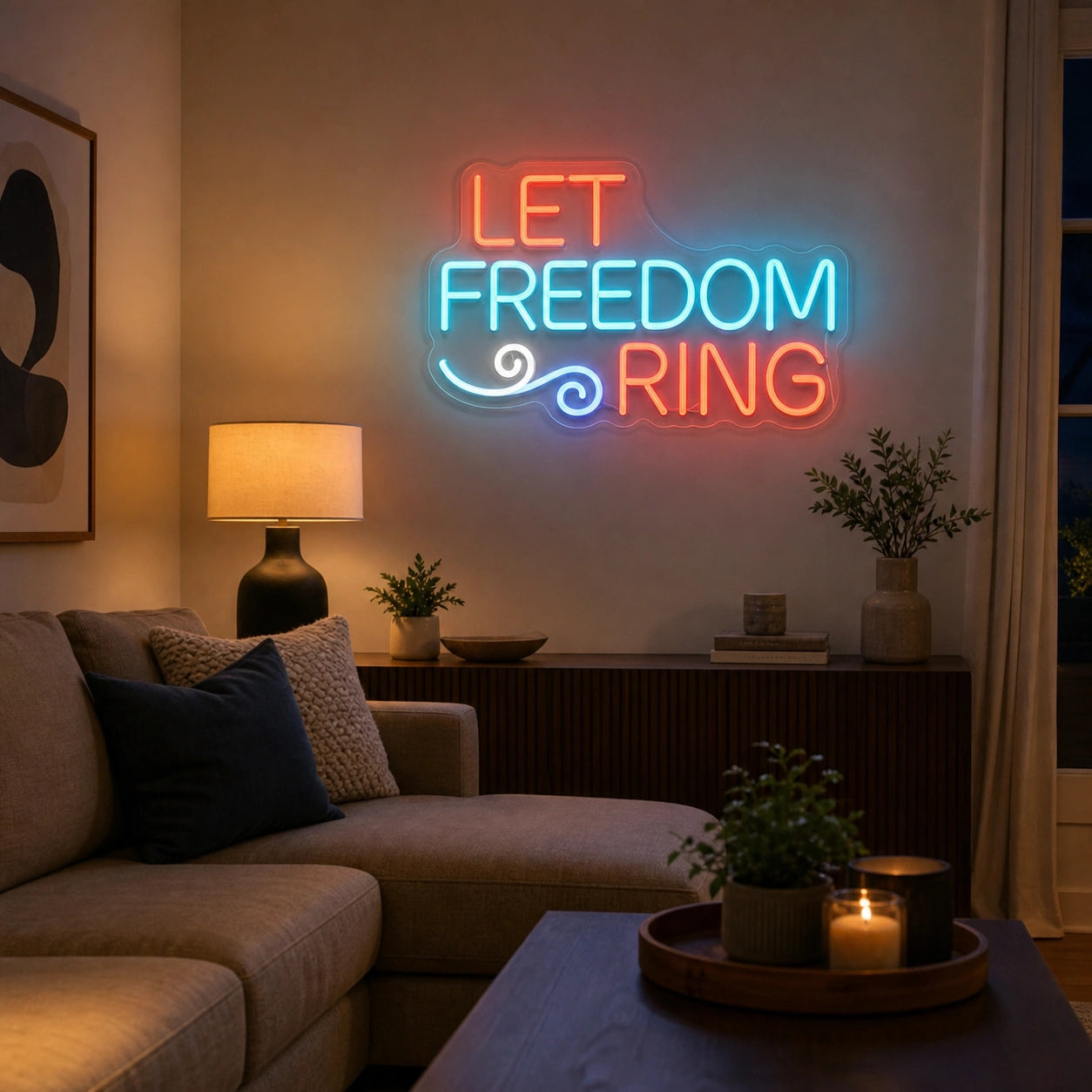 Let Freedom Ring LED Neon Sign Home Garage Wall Decoration real lifestyle scene