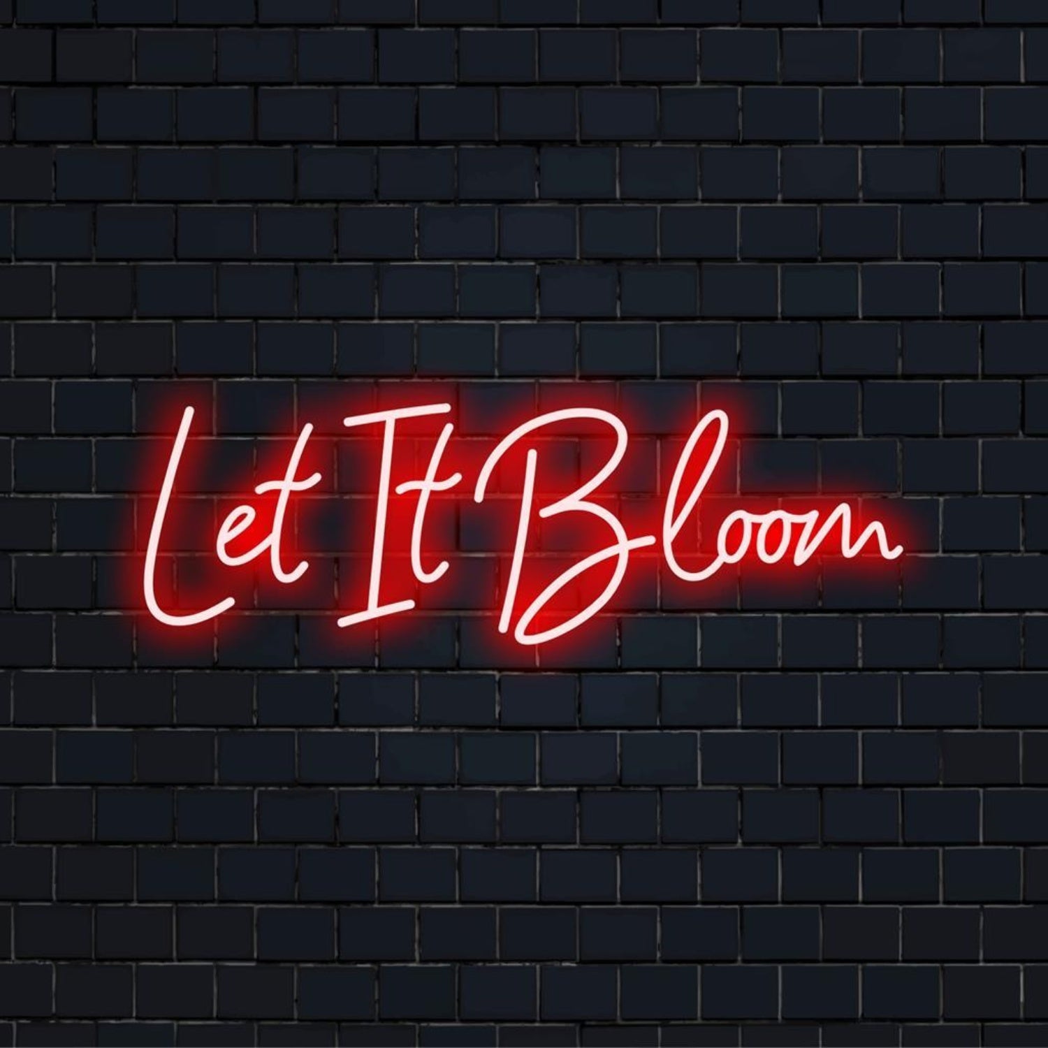 Let It Bloom Red Floral Script Led Neon Sign For Cafe Studio Wall Decor | Shineneon