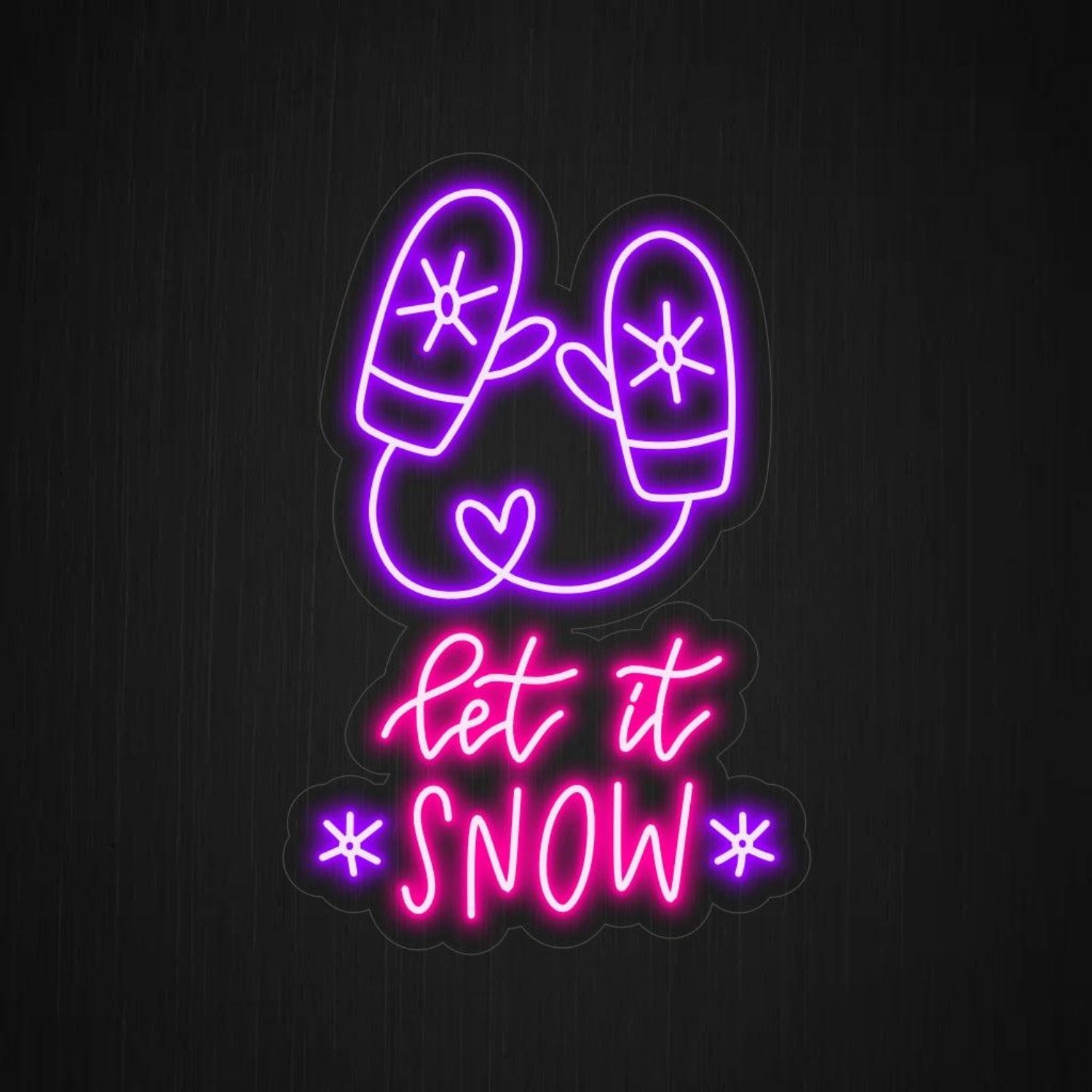 Let It Snow Purple-Pink Gloves Snowflakes Led Neon Sign For Winter Holiday Decor | Shineneon