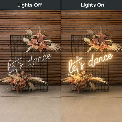 Let S Dance LED Neon Sign - 06 Day Night Comparison