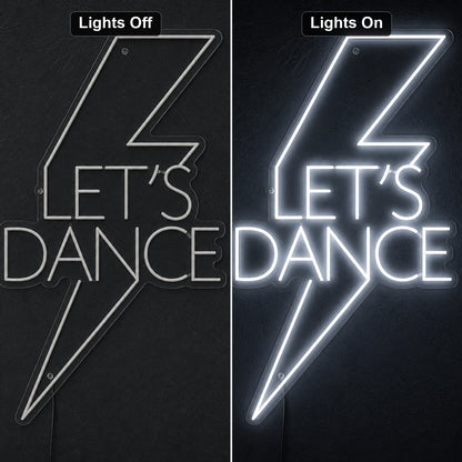 Let S Dance Shop Wall Decor LED Neon Sign day and night comparison