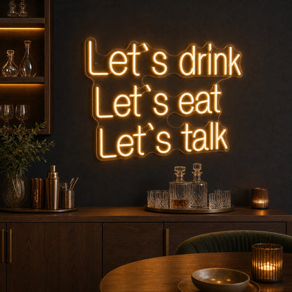 Let S Drink Lets Eat Talk LED Neon Sign high-converting product image