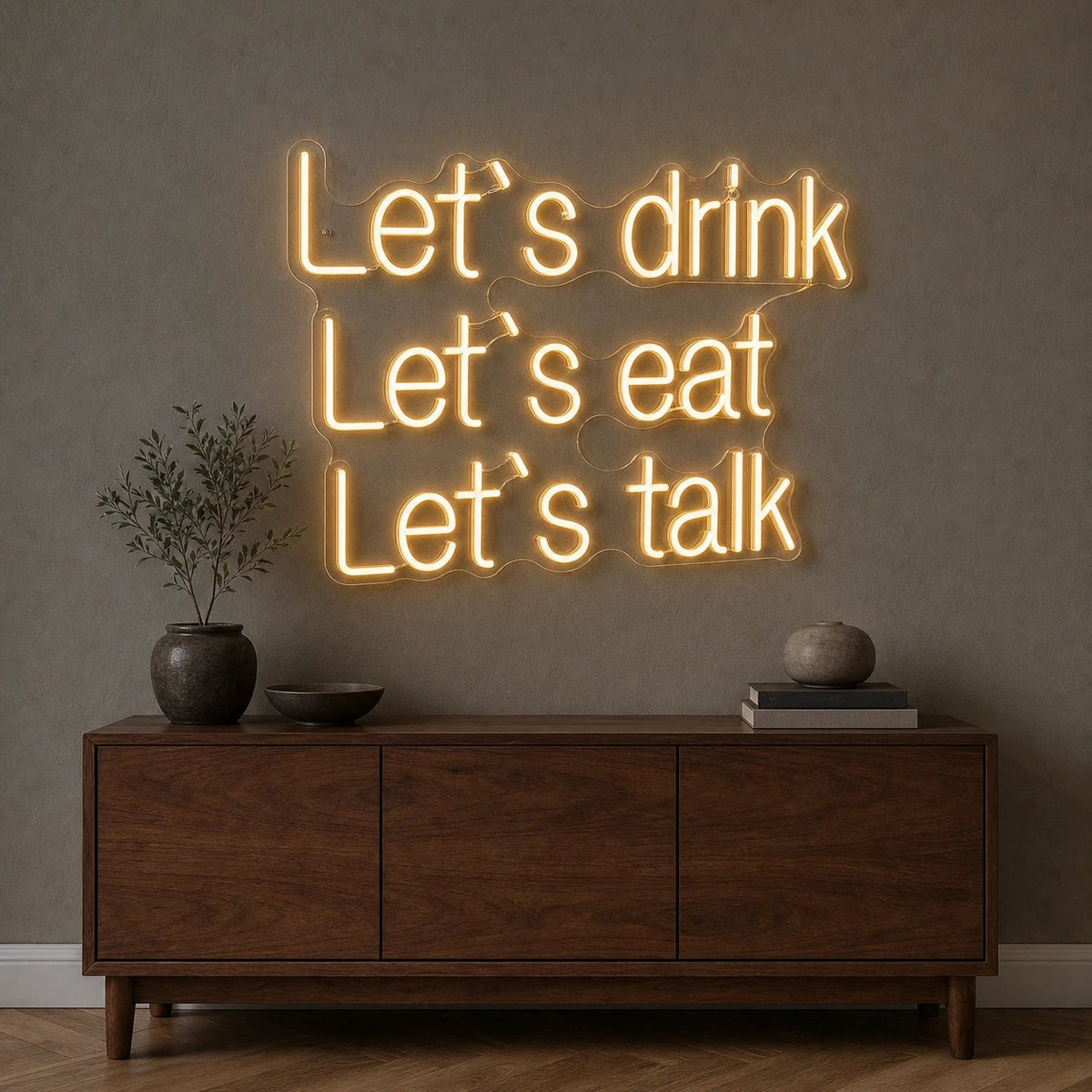 Let S Drink Lets Eat Talk LED Neon Sign - Shineneon