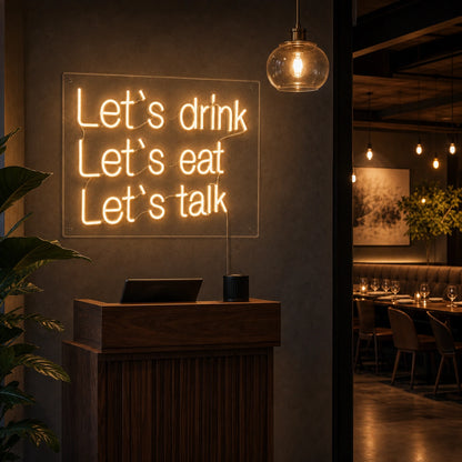 Let S Drink Lets Eat Talk LED Neon Sign Home Garage Wall Decoration high-converting product image