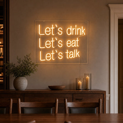 Let S Drink Lets Eat Talk LED Neon Sign Home Garage Wall Decoration size image