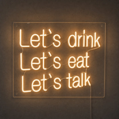 Let S Drink Lets Eat Talk LED Neon Sign Home Garage Wall Decoration main product image
