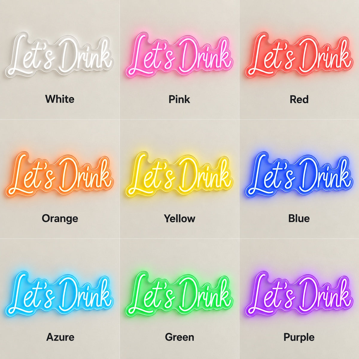 Let's Drink LED Neon Sign - nine-color grid