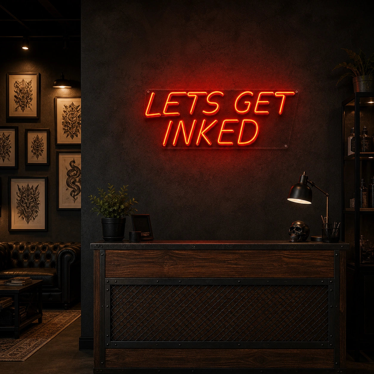 Let S Get Inked LED Neon Sign Home Garage Wall Decoration high-converting product image