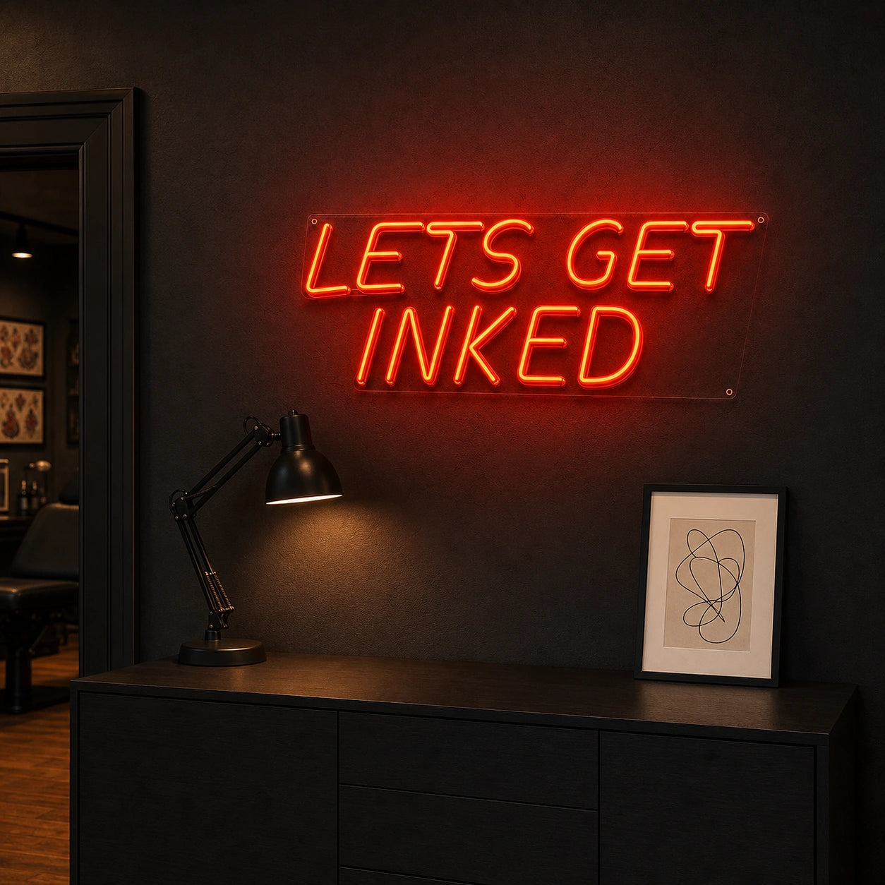 Let S Get Inked LED Neon Sign Home Garage Wall Decoration size image
