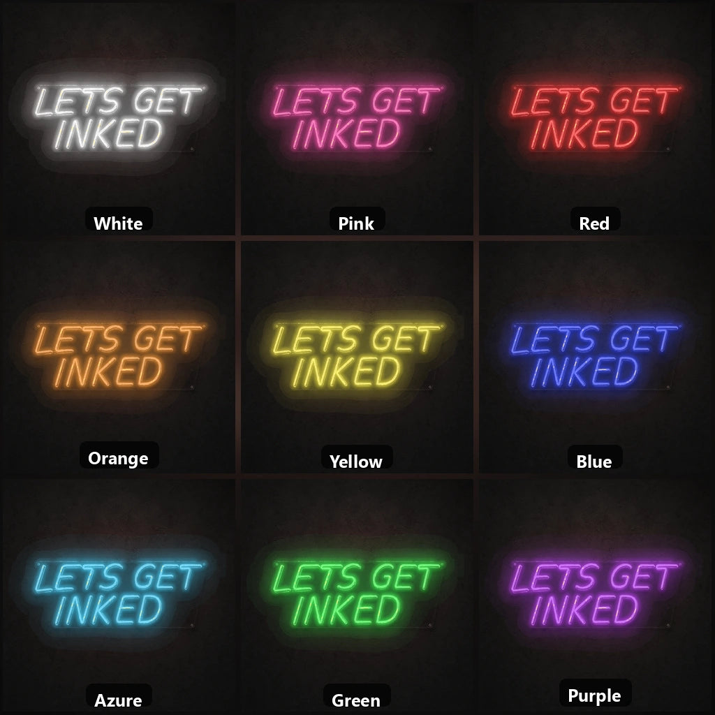Let S Get Inked LED Neon Sign Home Garage Wall Decoration color grid