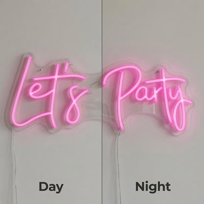 Let S Party LED Neon Sign - 06 Day Night Comparison